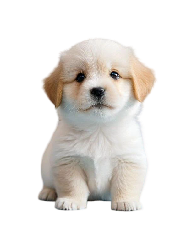 Puppy sitting comfortably at home